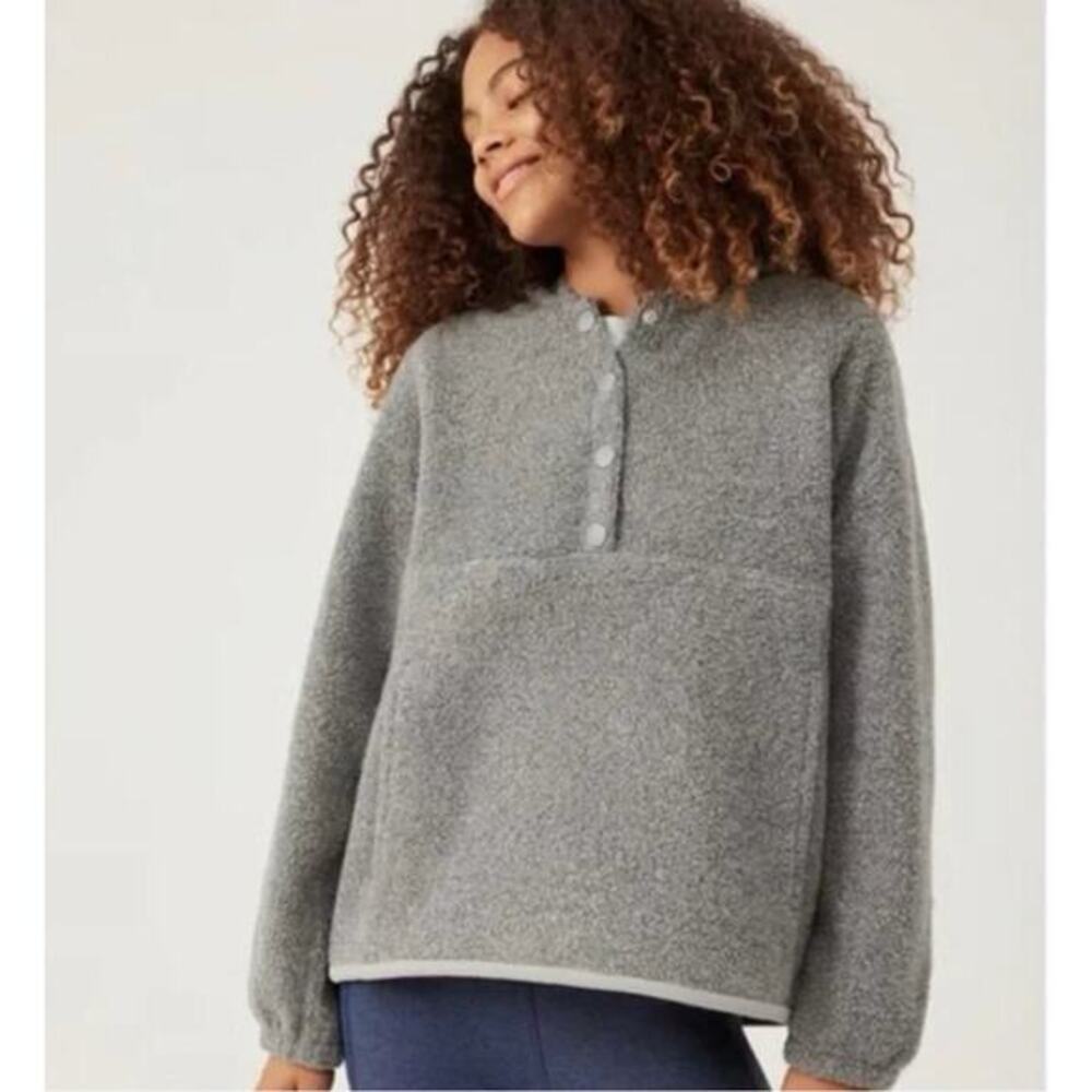 Outdoor Voices MegaFleece Snap Up Wool Hoodie Grey